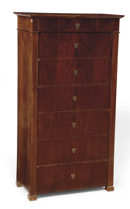 AN AUSTRIAN BRASS-MOUNTED MAHOGANY SEMAINIER