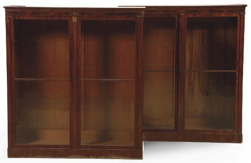 A PAIR OF AUSTRIAN BIEDERMEIER MAHOGANY BOOKCASES