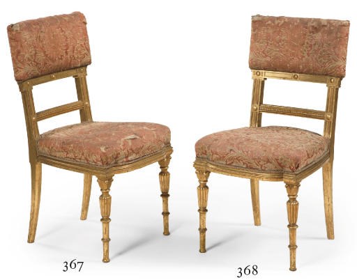 A SET OF TEN AUSTRIAN GILT-WOOD DINING-CHAIRS