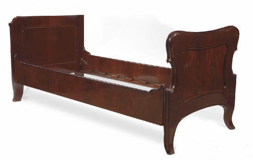 TWO LATE BIEDERMEIER MAHOGANY BEDS