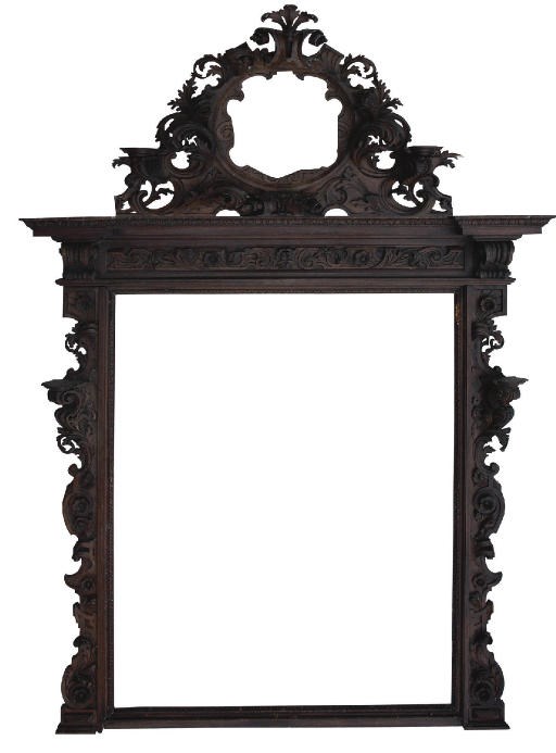 A NORTH EUROPEAN STAINED CARVED LIMEWOOD FRAME