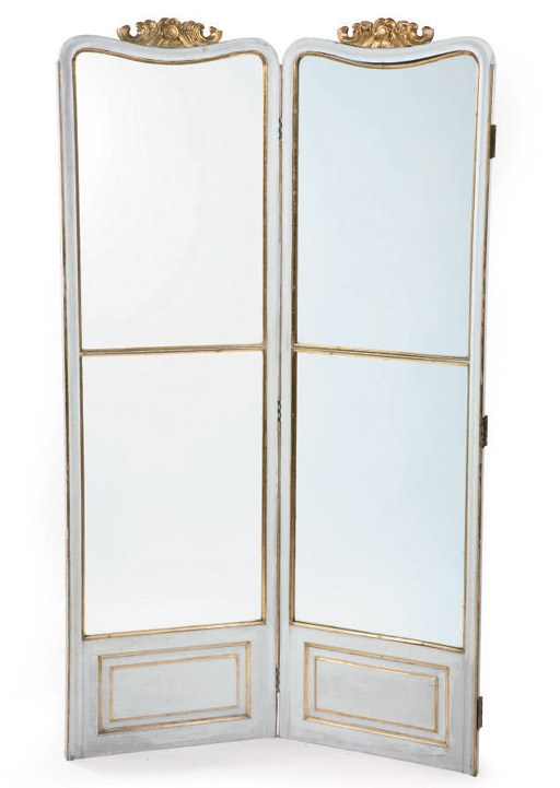 A PAIR OF AUSTRIAN WHITE-PAINTED AND PARCEL-GILT SIX-LEAF SCREENS