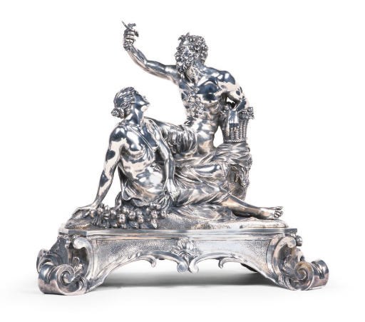 A SILVER PIECE DE MILIEU, MODELLED AS A FAUN AND A NYMPH