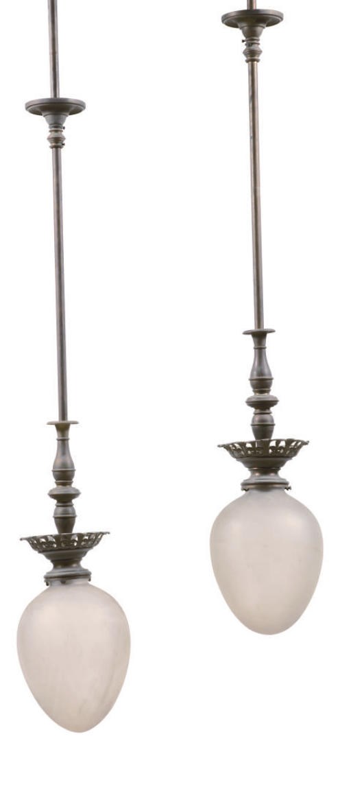 A PAIR OF AUSTRIAN BRASS HALL LANTERNS