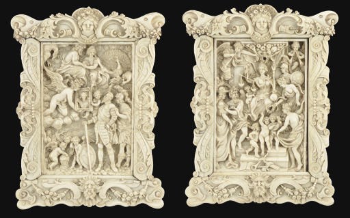 A PAIR OF FRENCH CARVED IVORY RELIEF PLAQUES**