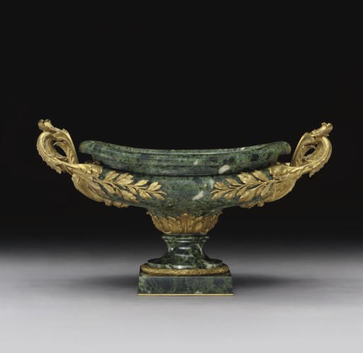 A FRENCH ORMOLU AND VERTE ANTIQUE MARBLE JARDINIERE