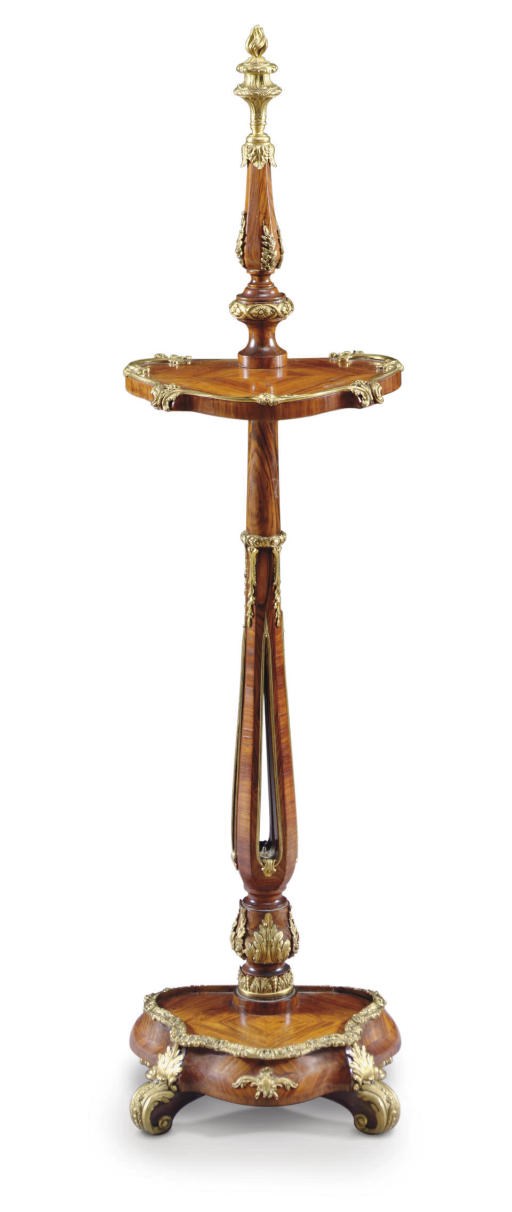 A FRENCH ORMOLU-MOUNTED KINGWOOD SMOKING-STAND