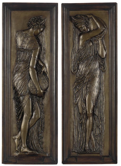 A PAIR OF FRENCH BRONZE RELIEF PANELS DEPICTING WATER-CARRIERS