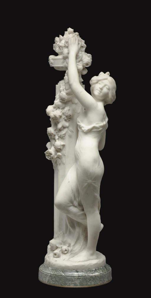 A FRENCH MARBLE FIGURE OF A MAIDEN