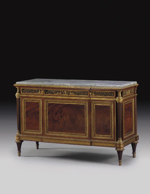 A French ormolu-mounted mahogany commode a vantaux