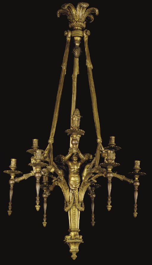 A FRENCH ORMOLU NINE-LIGHT CHANDELIER