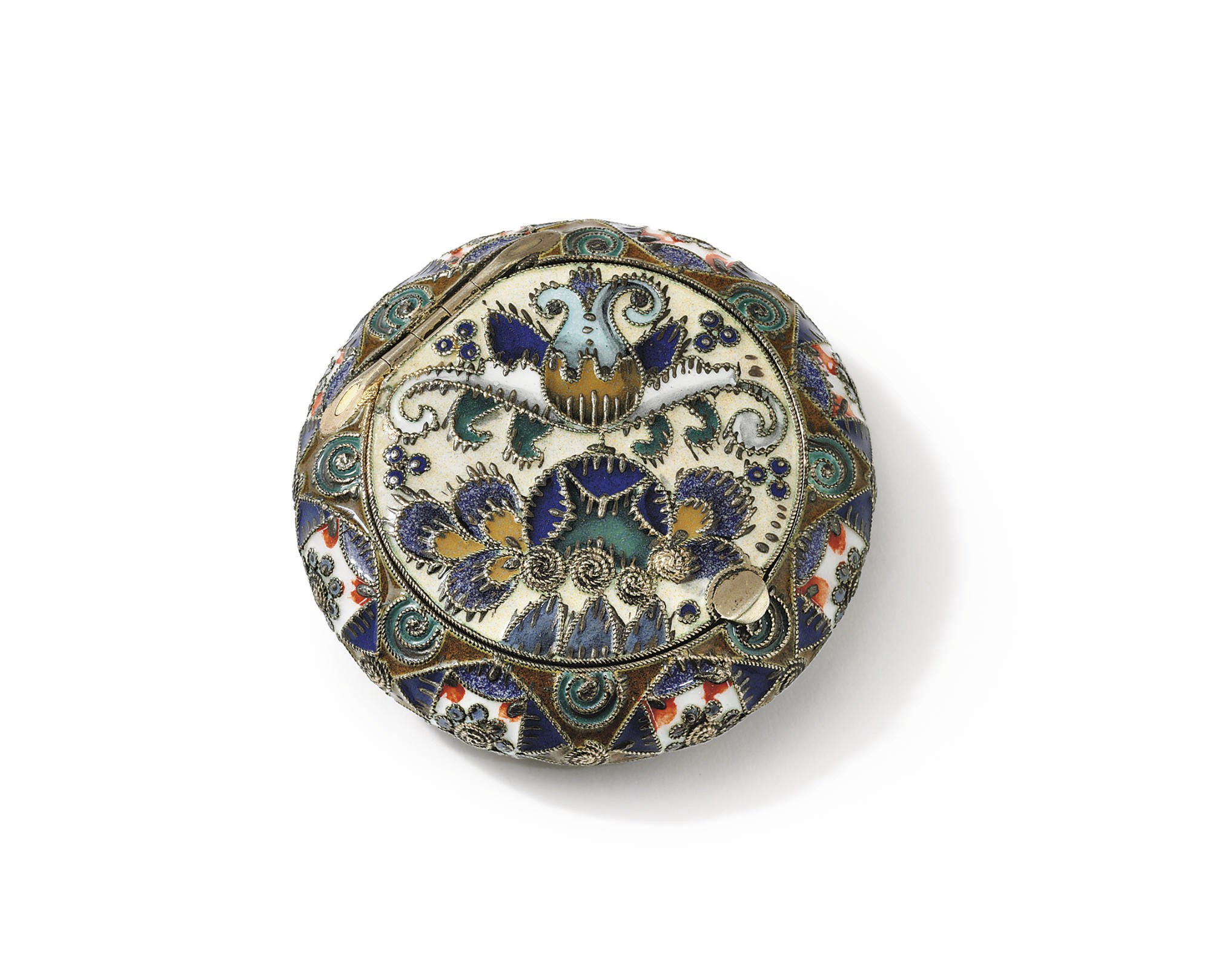 A Silver-Gilt and Cloisonné Enamel Pill Box