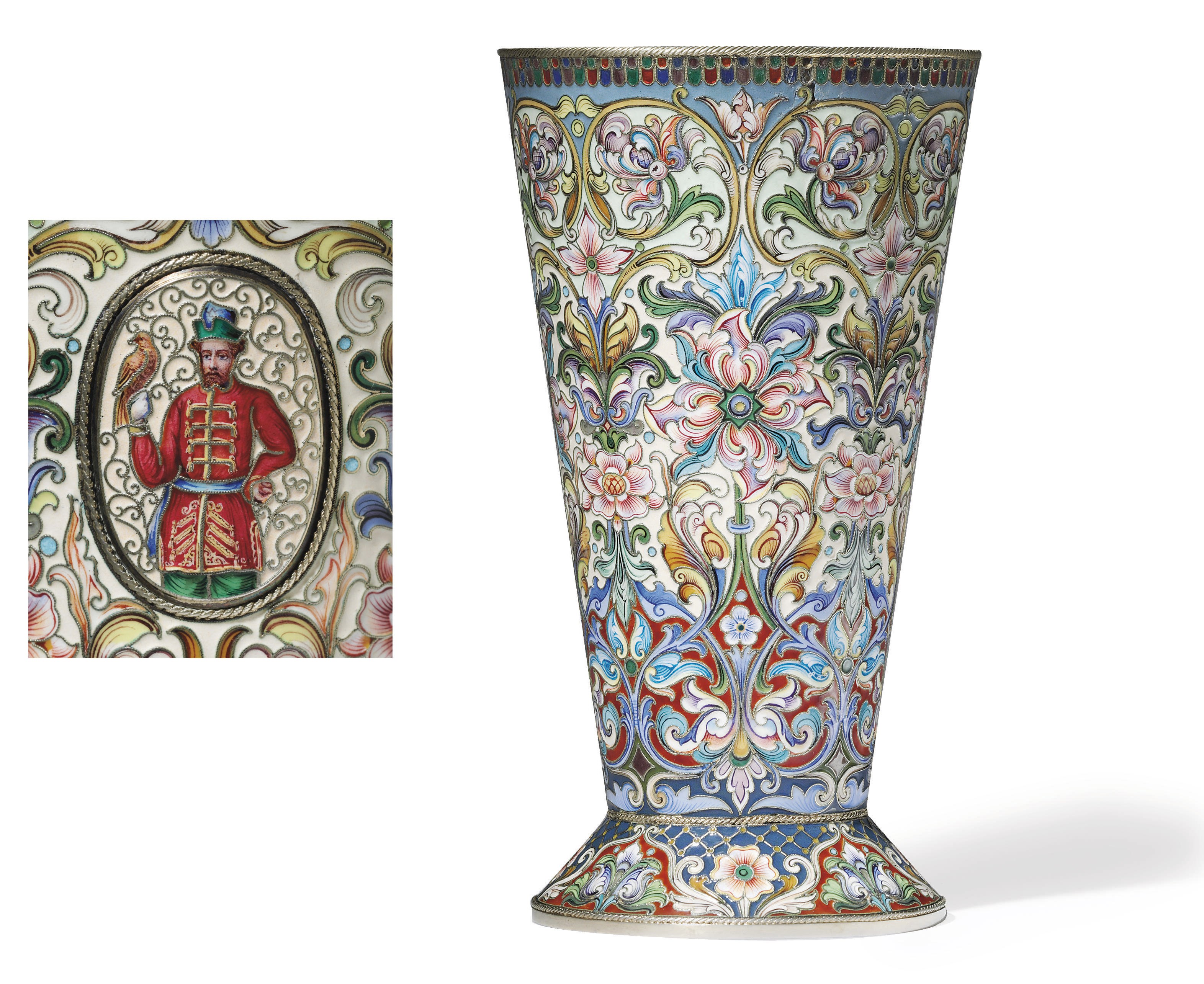 A Silver-Gilt Cloisonné Enamel Beaker