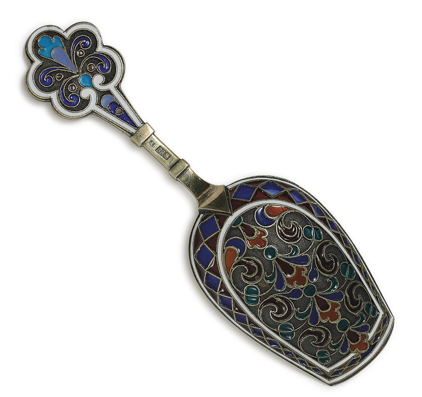 A Silver Plique-à-Jour and Cloisonné Enamel Shovel