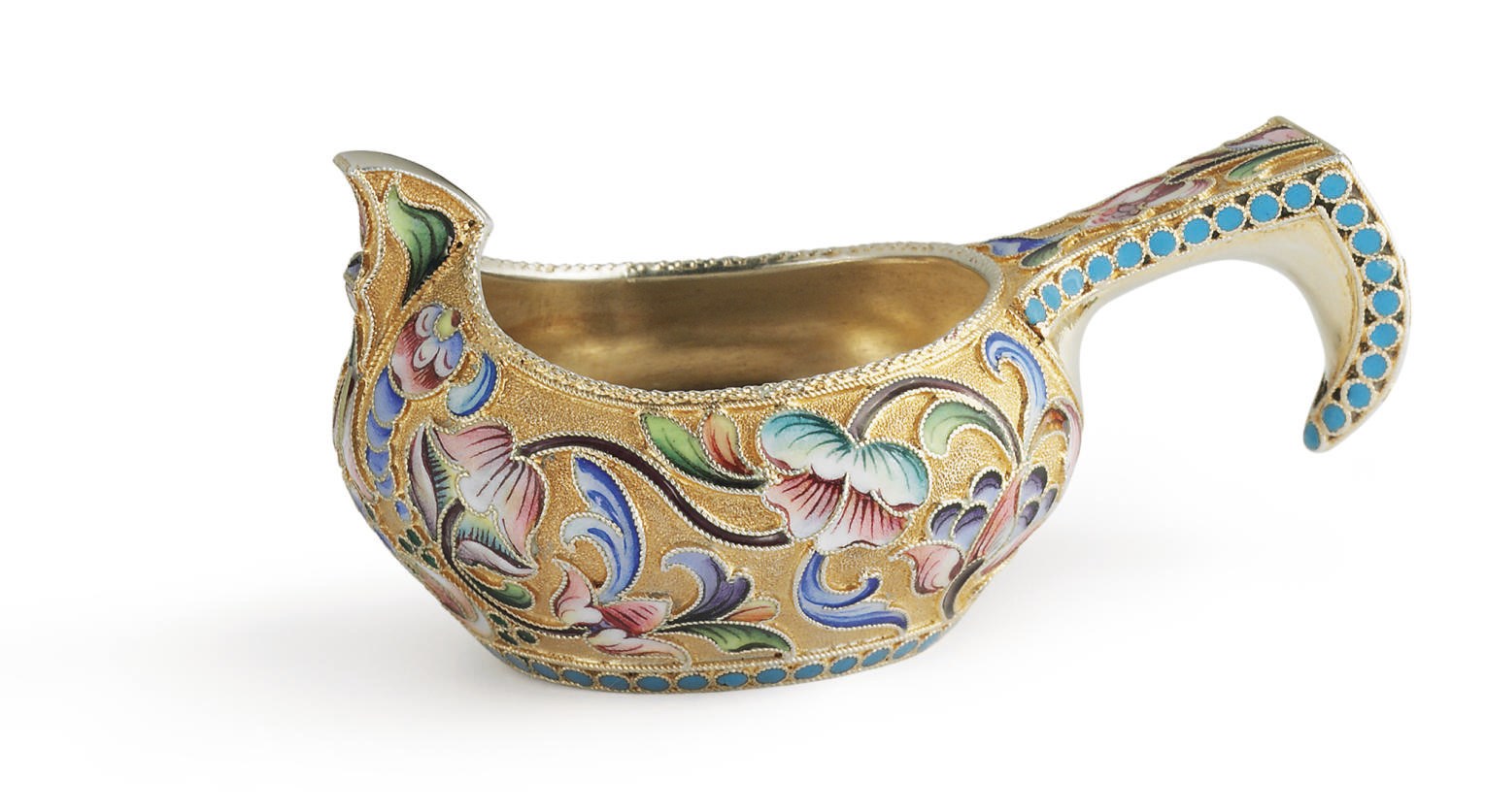 A Silver-Gilt and Cloisonné Enamel Kovsh