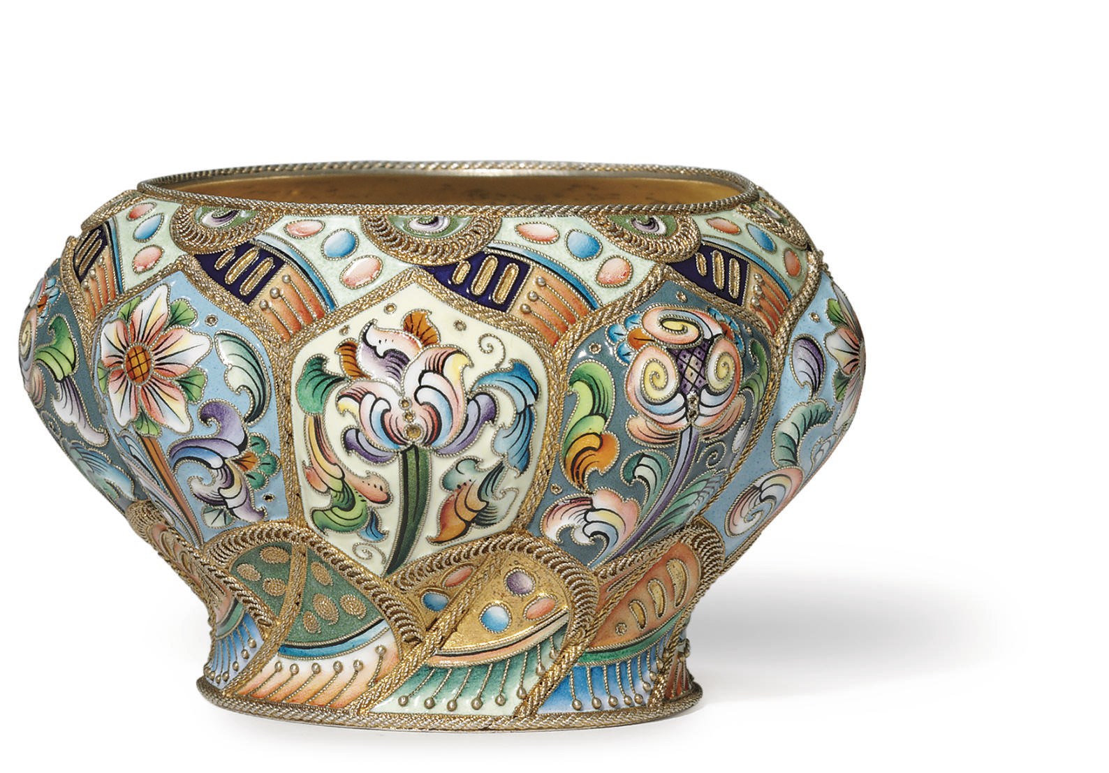 A Silver-Gilt and Cloisonné Enamel Bowl