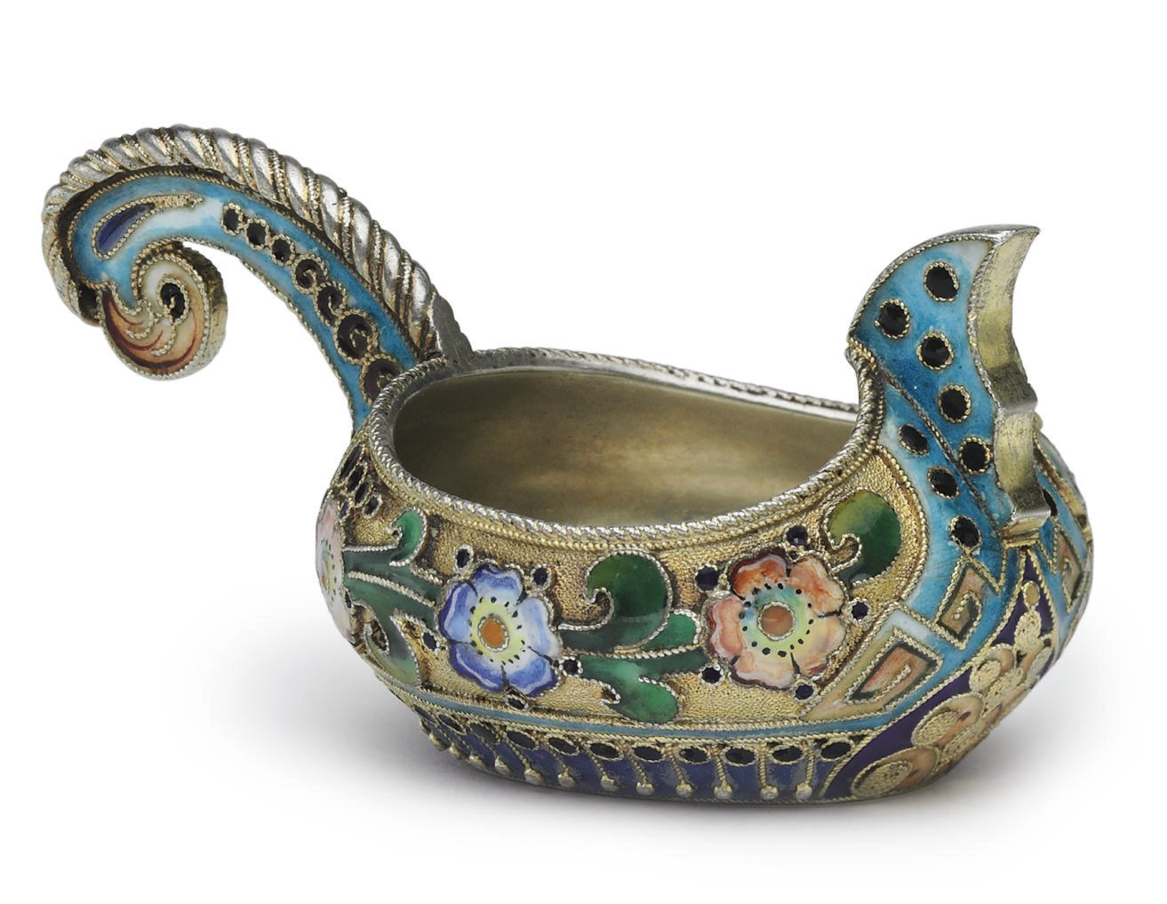 A Silver-Gilt Cloisonné Enamel Small Kovsh