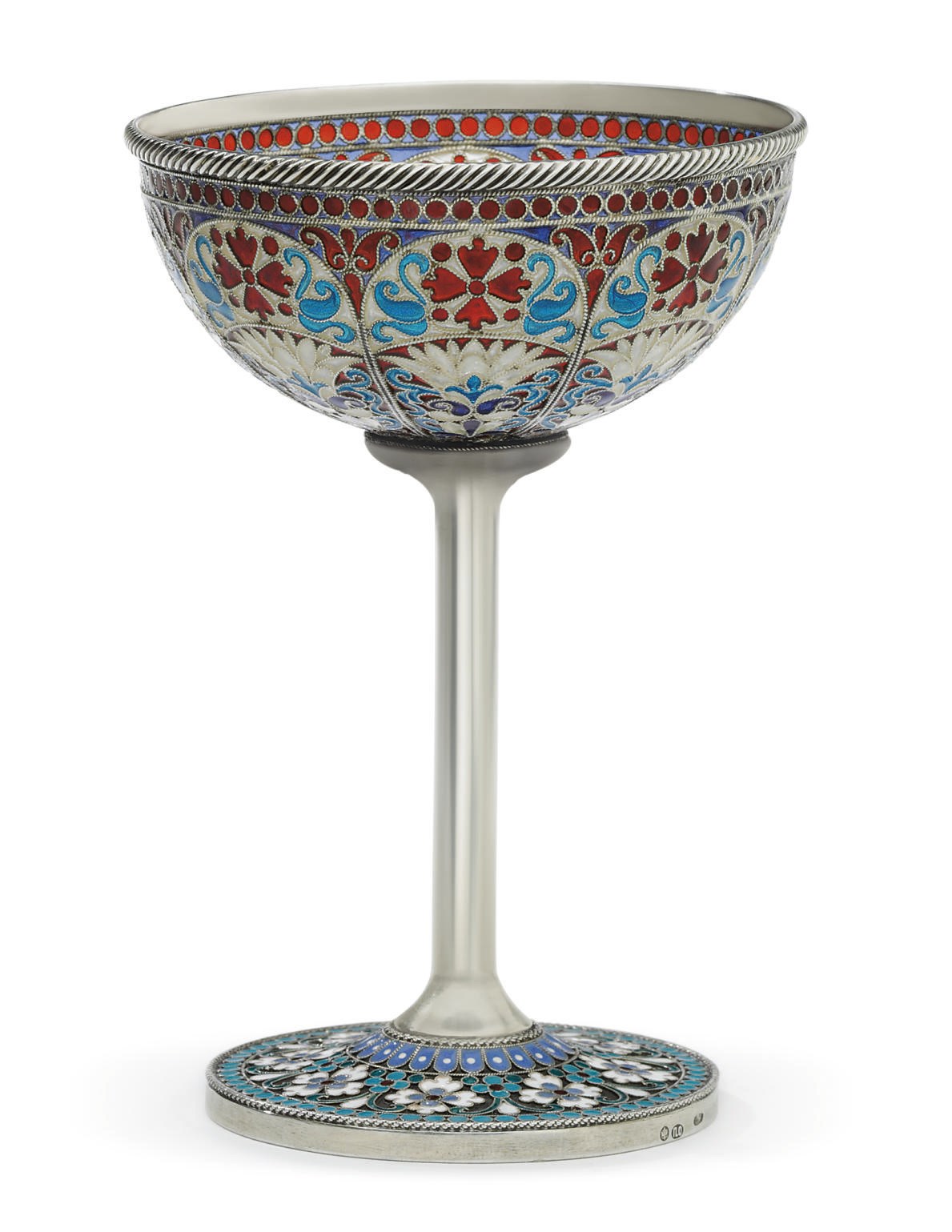 A Silver Plique-á-Jour and Cloisonné Enamel Sherbet Cup