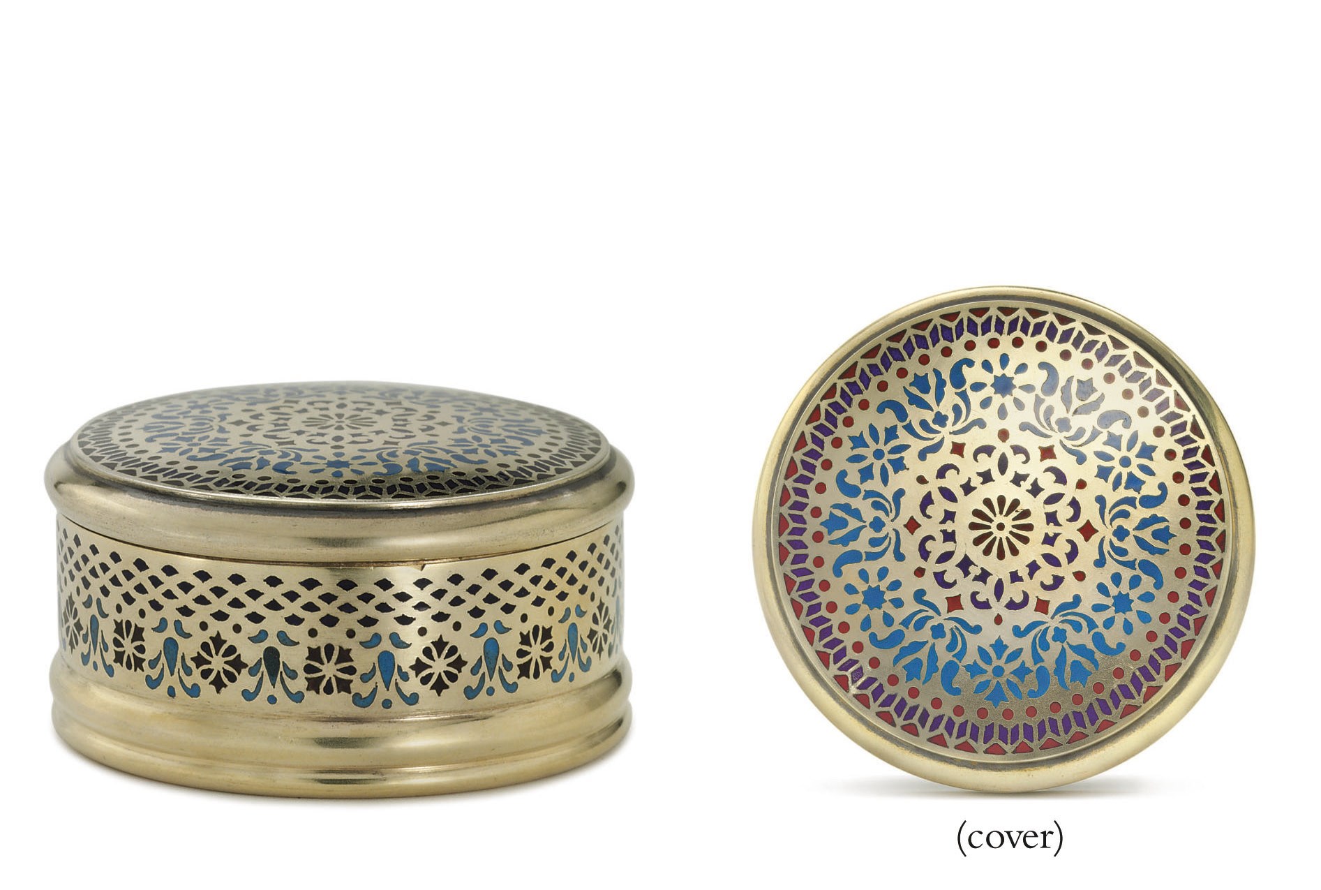 A Silver-Gilt and Plique-á-Jour Enamel Covered Box