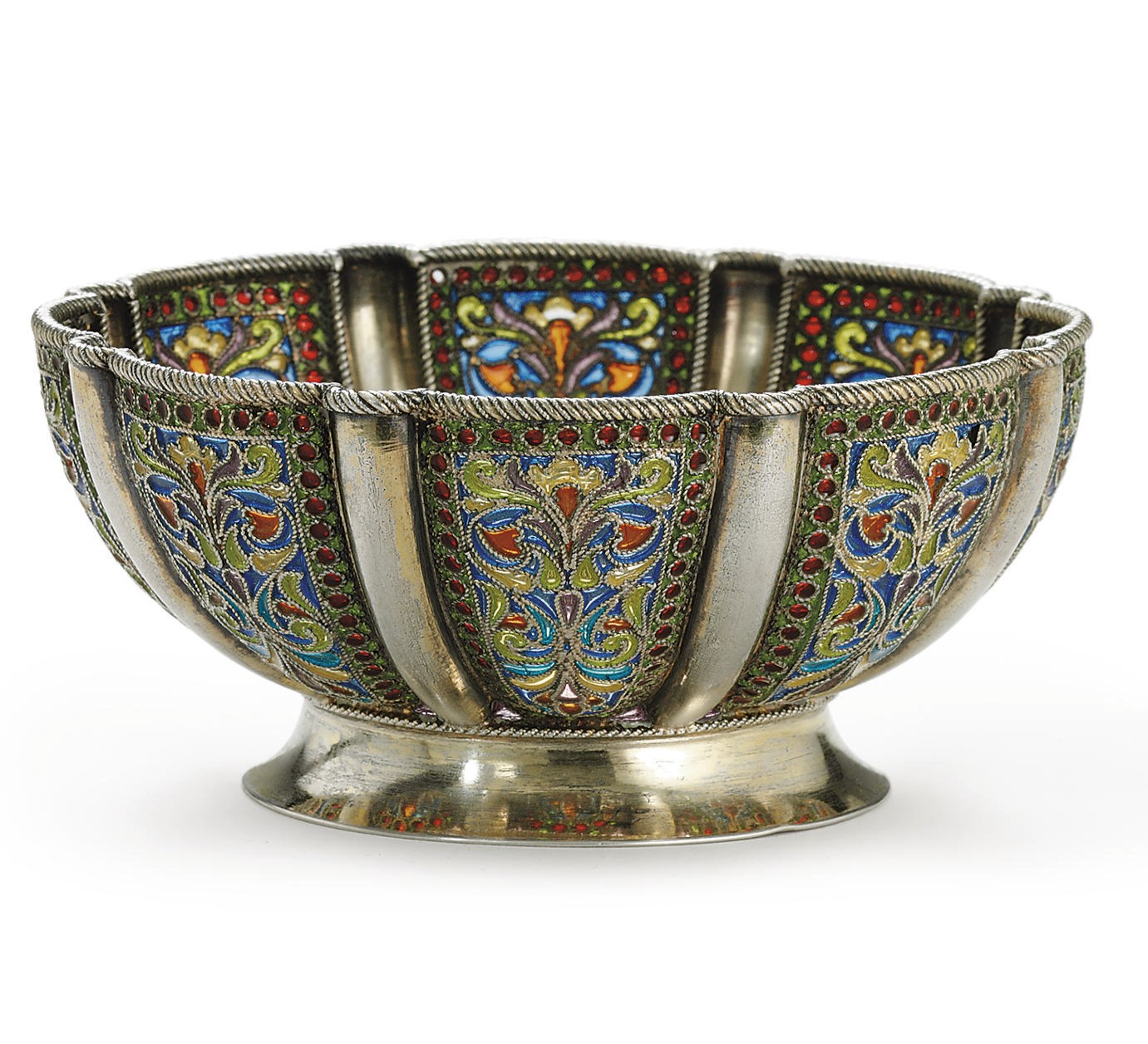 A Silver-Gilt and Plique-á-Jour Enamel Bowl