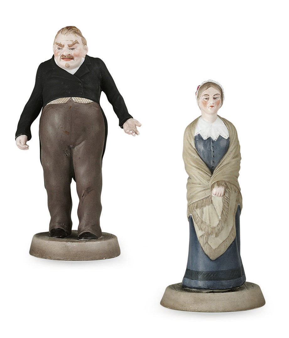 A Porcelain Figure of Sobakevich and a Figure of Feduliya Ivanovna from Gogol's 'Dead Souls'