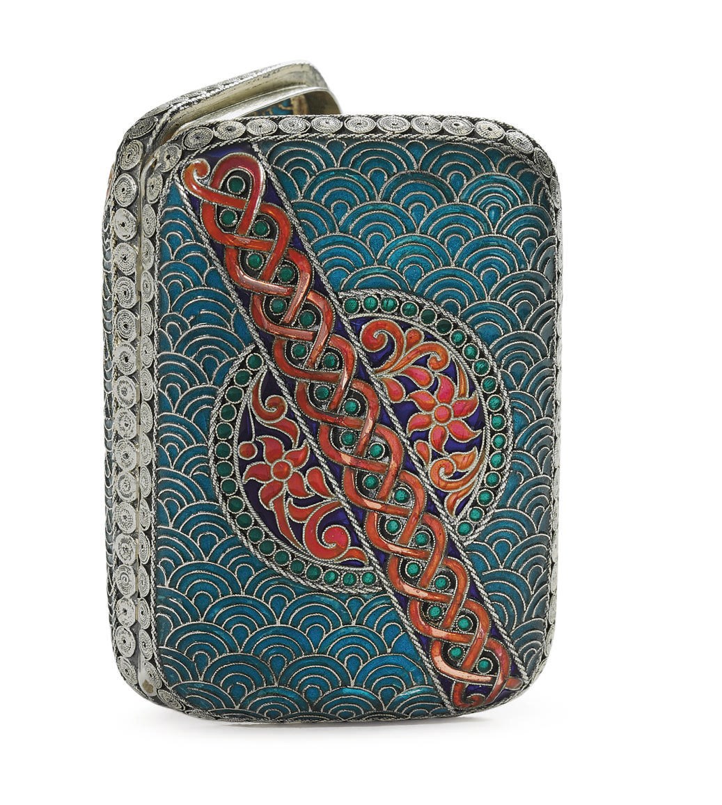 A Silver-Gilt and Plique-á-Jour Enamel Cigarette Case