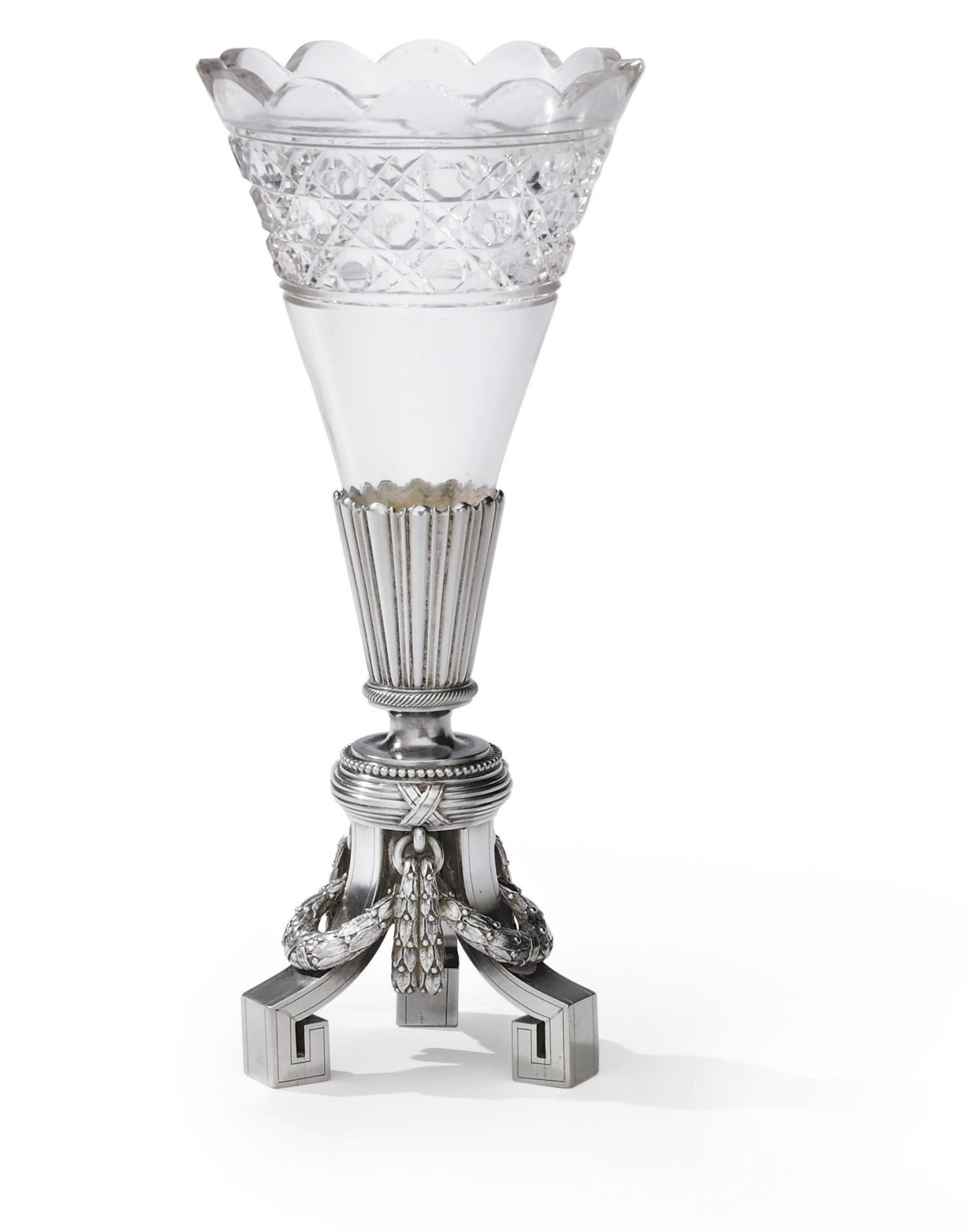 A Silver Mounted Cut-Glass Vase