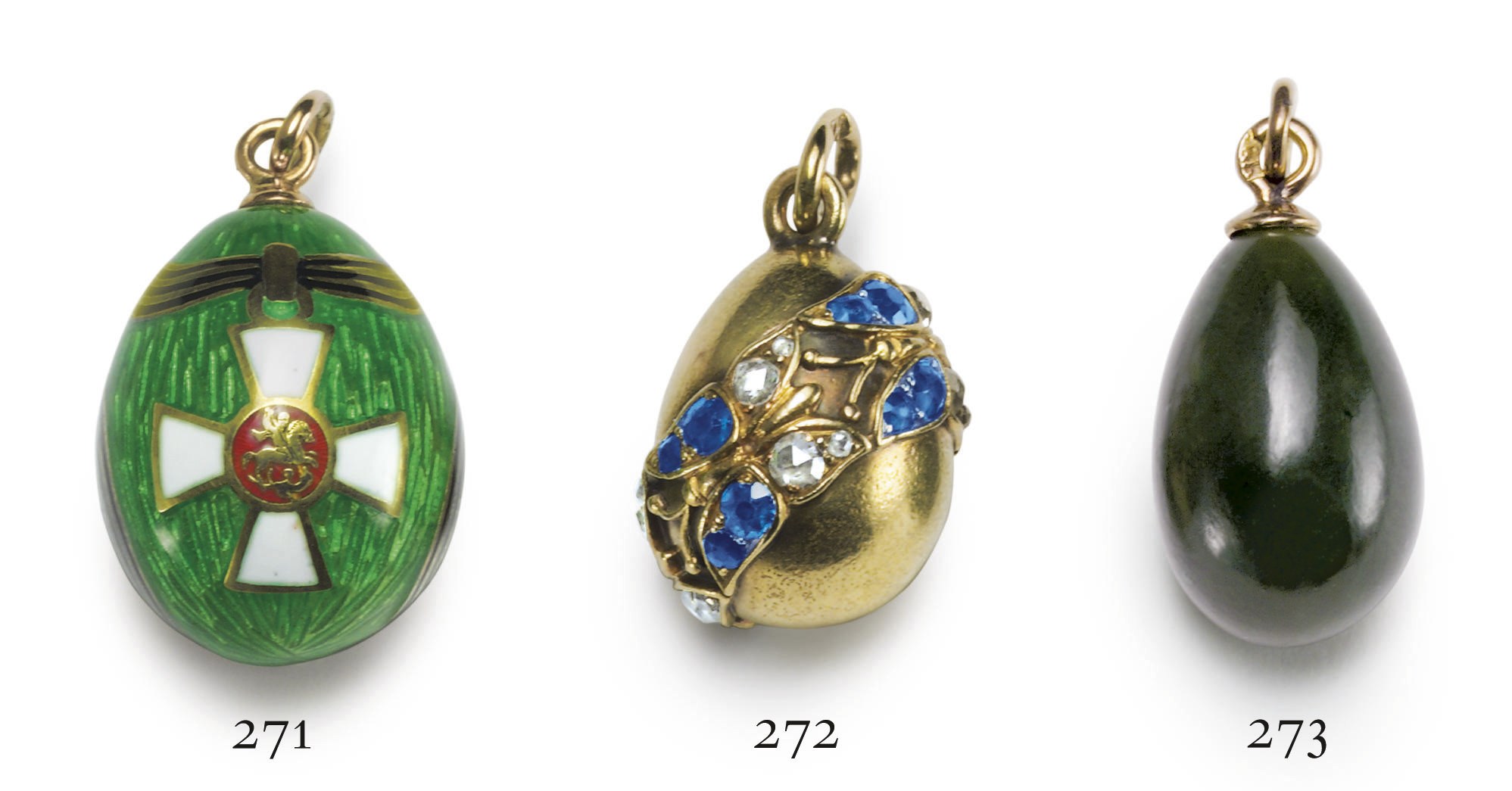A Jeweled Gold Miniature Egg Pendant
