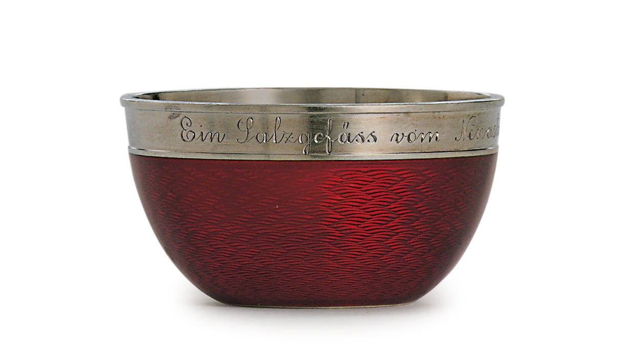 A Silver-Gilt and Guilloché Enamel Presentation Salt
