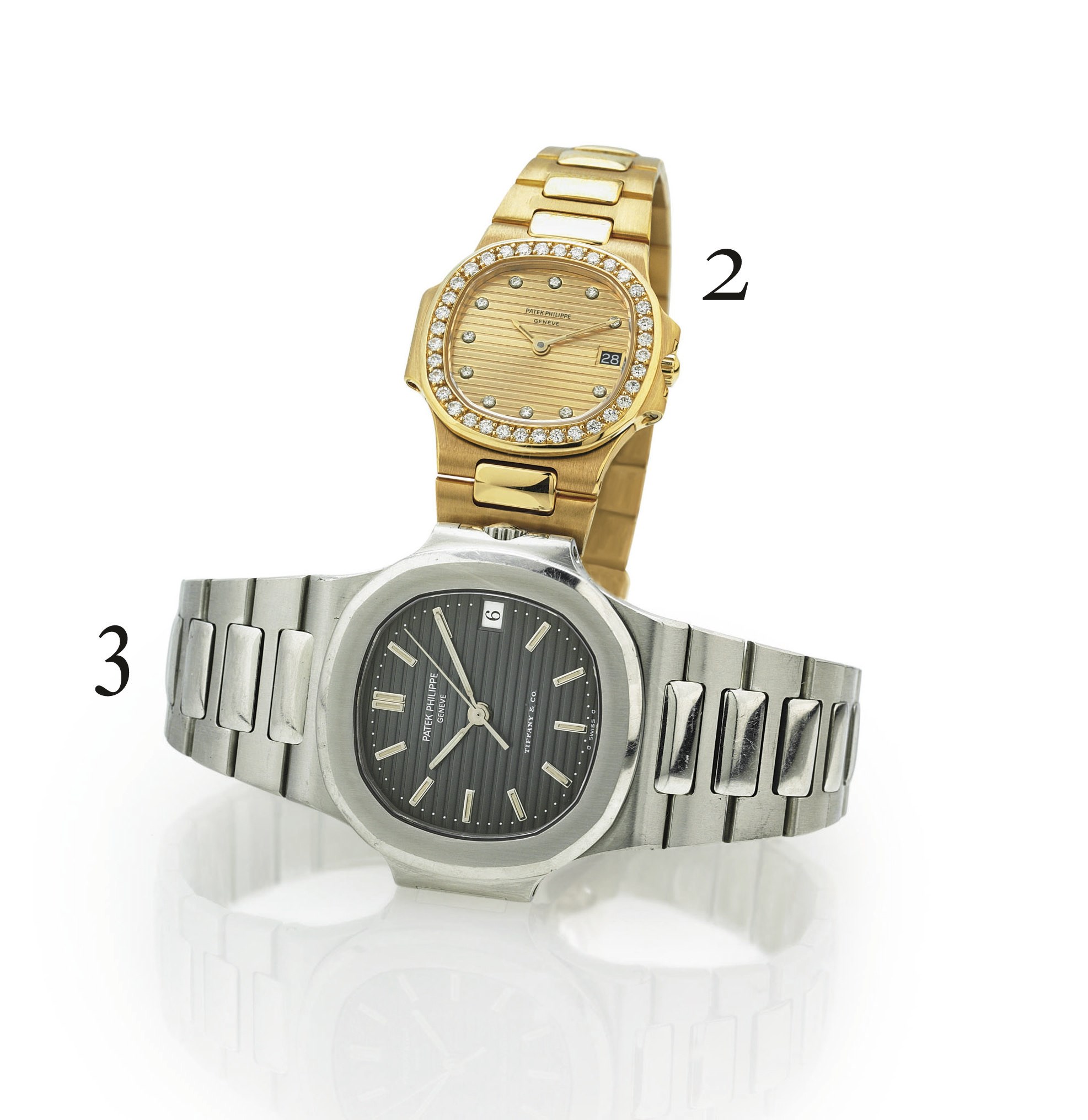 PATEK PHILIPPE. A STAINLESS STEEL CUSHION AUTOMATIC BRACELET WATCH WITH CENTER SECONDS AND DATE
