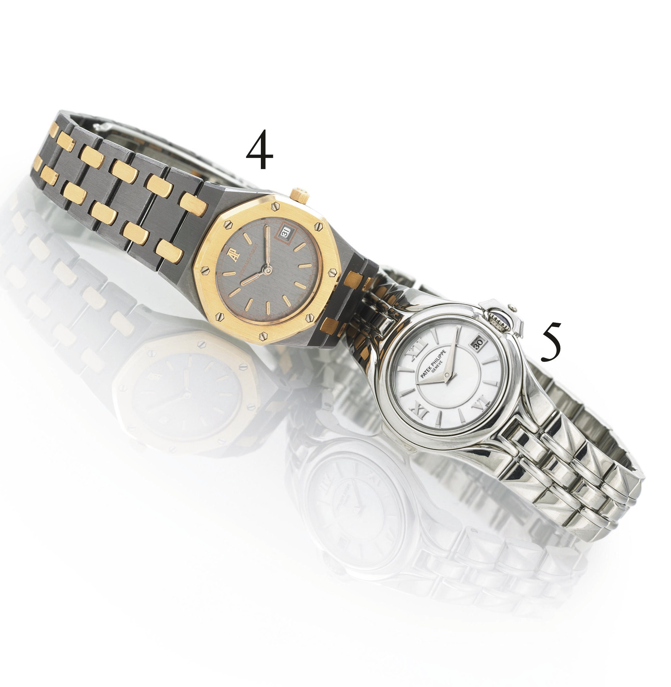 AUDEMARS PIGUET.  AN 18K PINK GOLD AND TANTALUM WRISTWATCH WITH DATE AND BRACELET