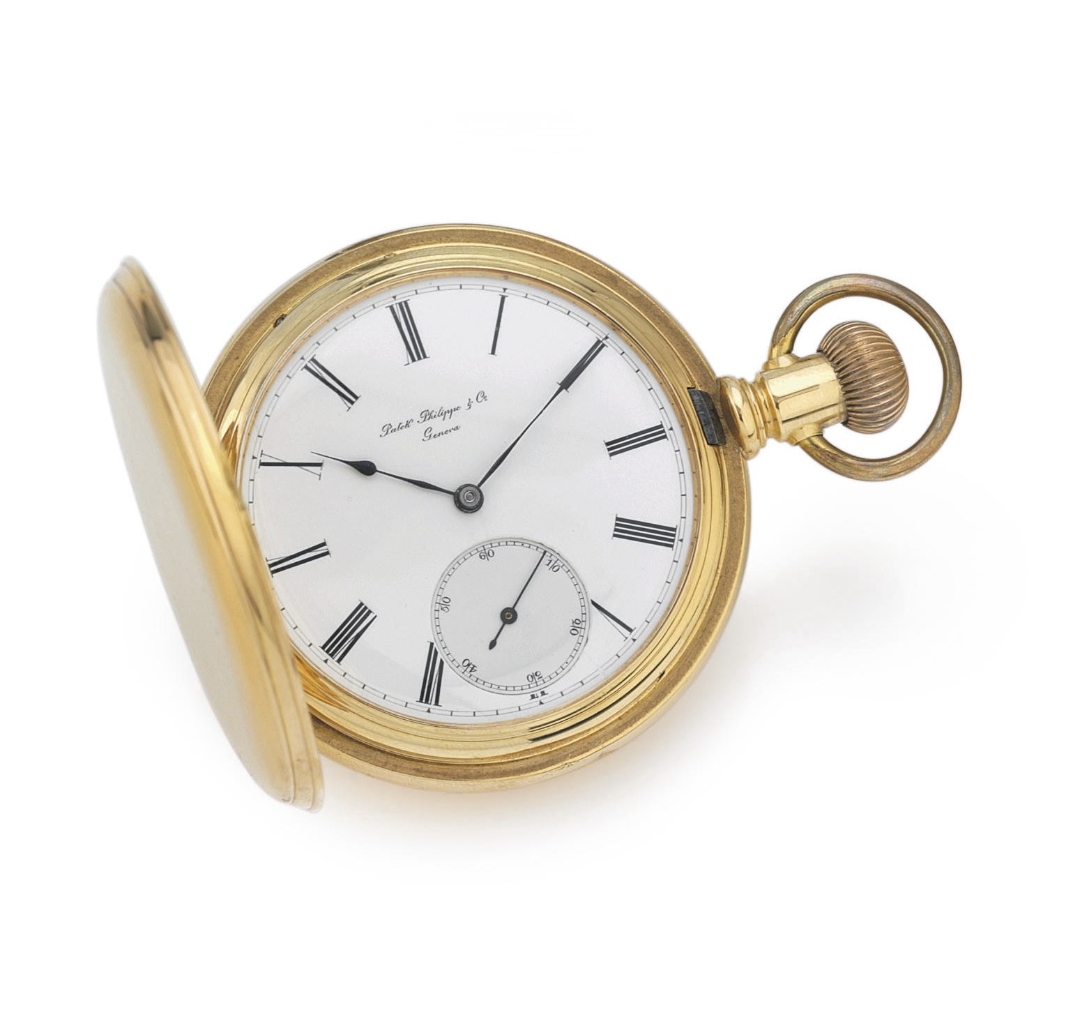 PATEK PHILIPPE. AN 18K GOLD HUNTER CASE KEYLESS LEVER POCKET WATCH WITH AMERICAN-MADE CASE