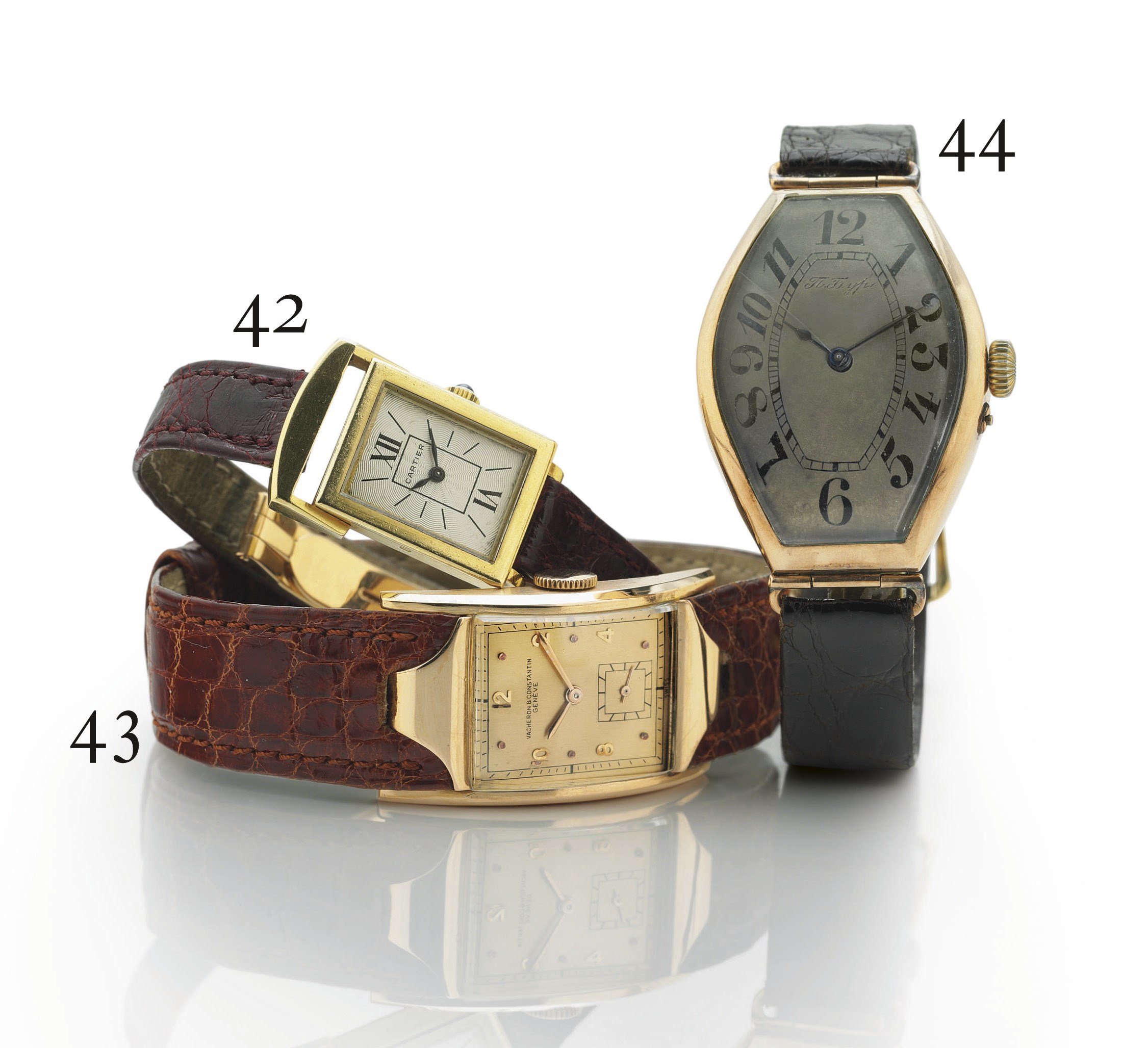 BUHRE.  AN OVERSIZED 14K PINK GOLD TONNEAU WRISTWATCH