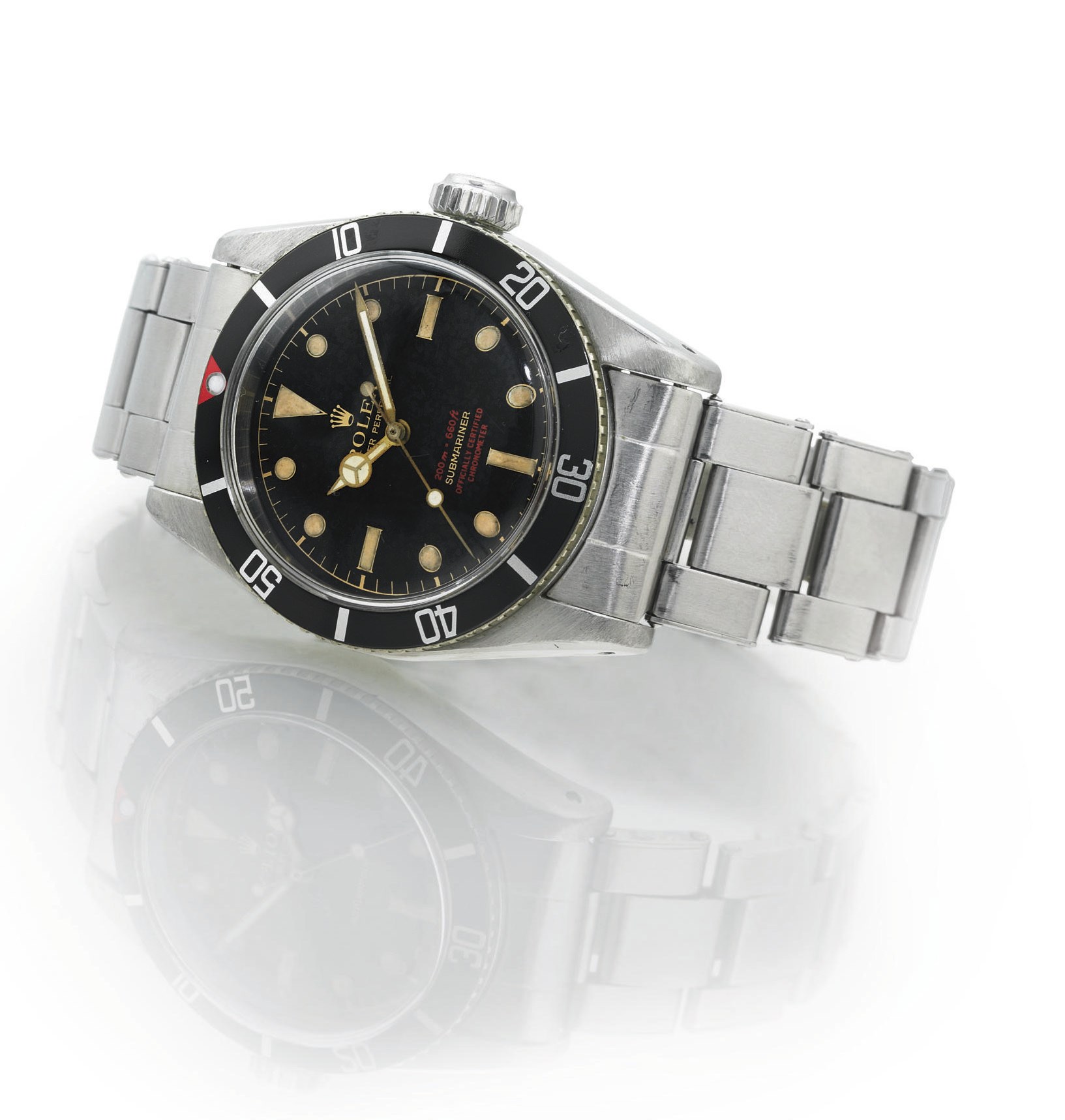 ROLEX. A FINE AND RARE STAINLESS STEEL AUTOMATIC WRISTWATCH WITH CENTER SECONDS