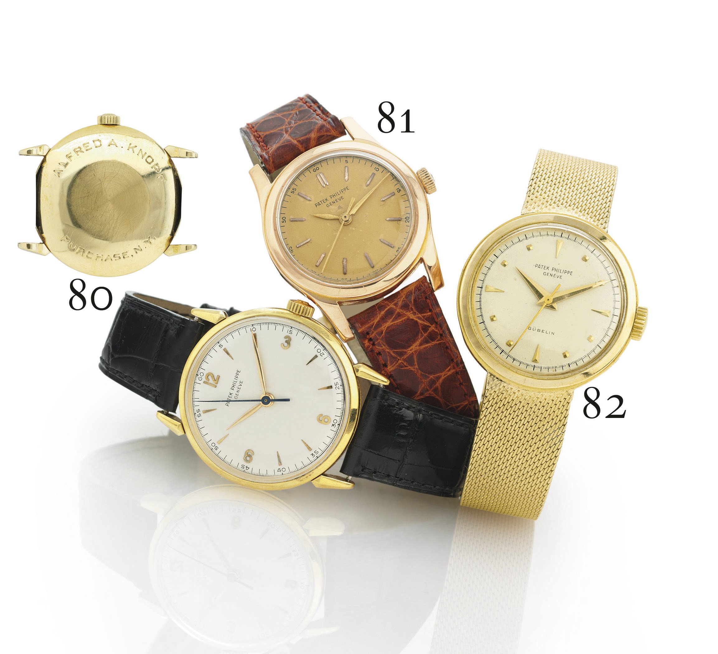 PATEK PHILIPPE. A RARE 18K GOLD WRISTWATCH WITH CENTER SECONDS