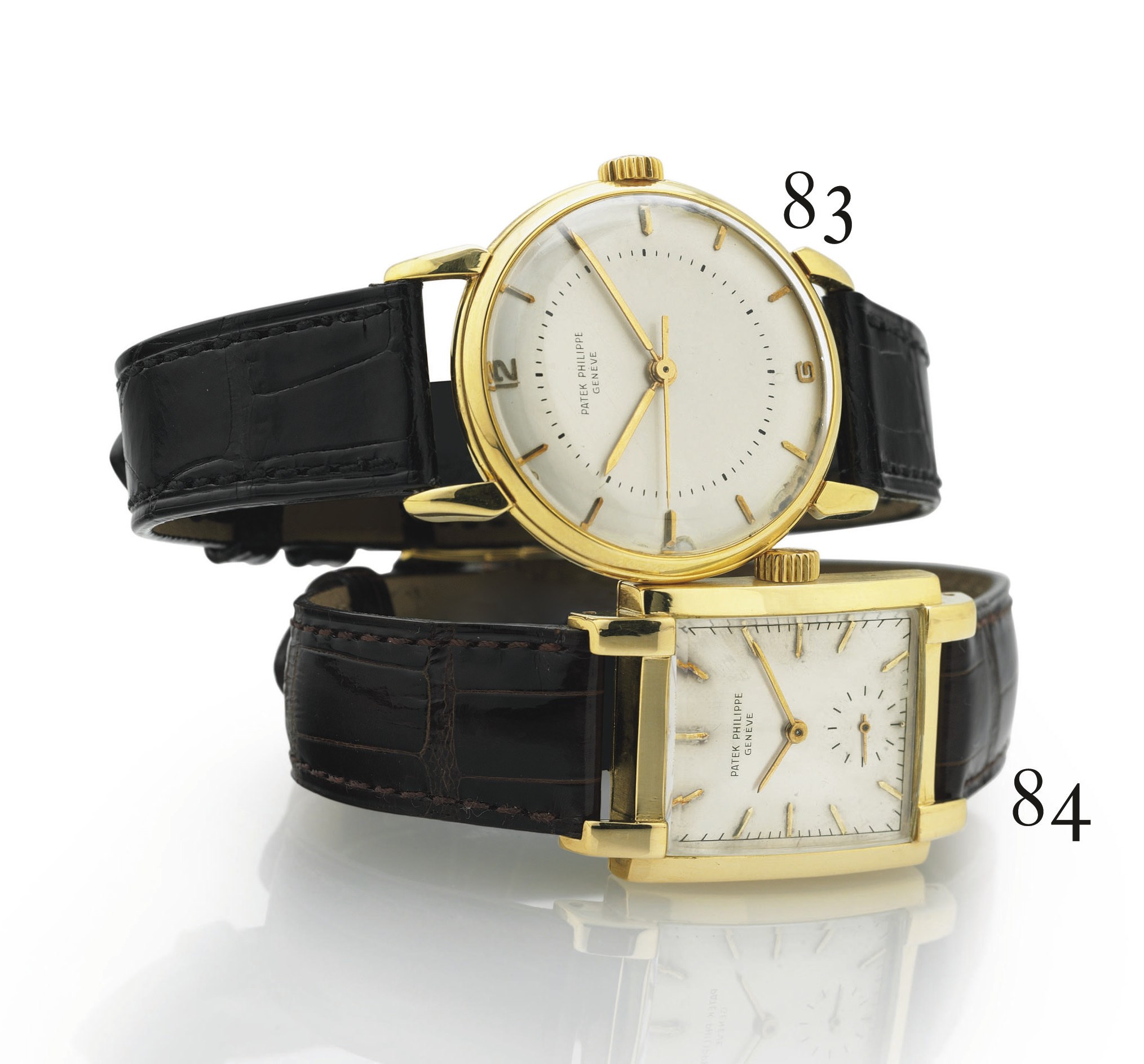 PATEK PHILIPPE. A RARE 18K GOLD RECTANGULAR WRISTWATCH