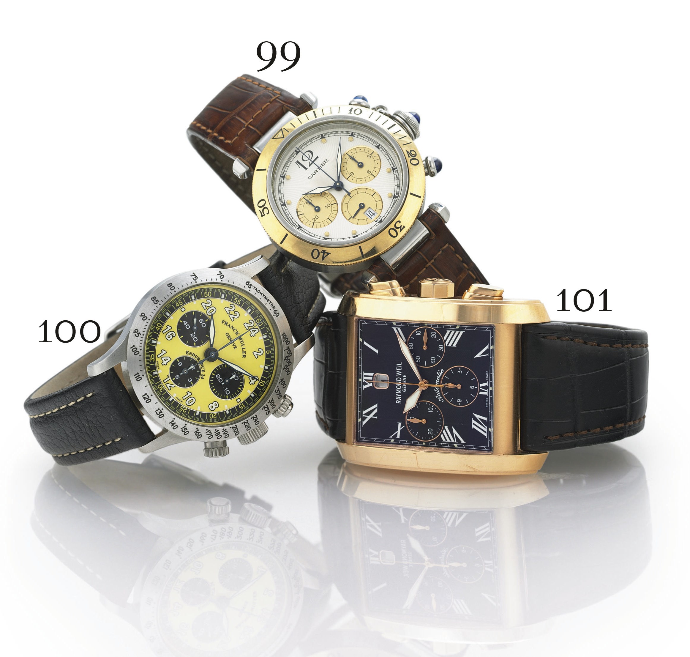 CARTIER.  A STAINLESS STEEL AND 18K GOLD CHRONOGRAPH WRISTWATCH WITH DATE