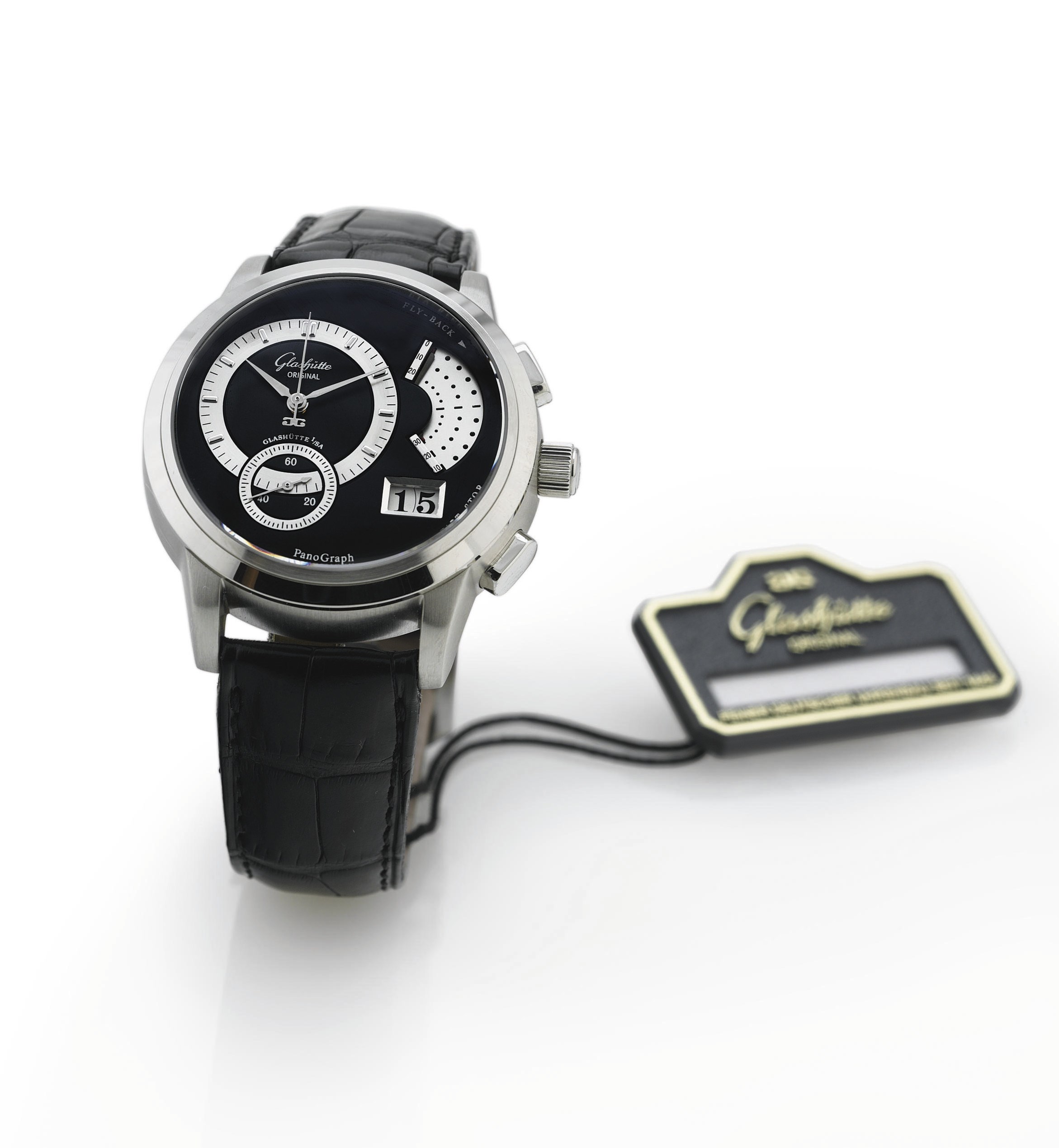 GLASHÜTTE ORIGINAL. A FINE LIMITED EDITION PLATINUM FLY-BACK CHRONOGRAPH WRISTWATCH WITH DATE