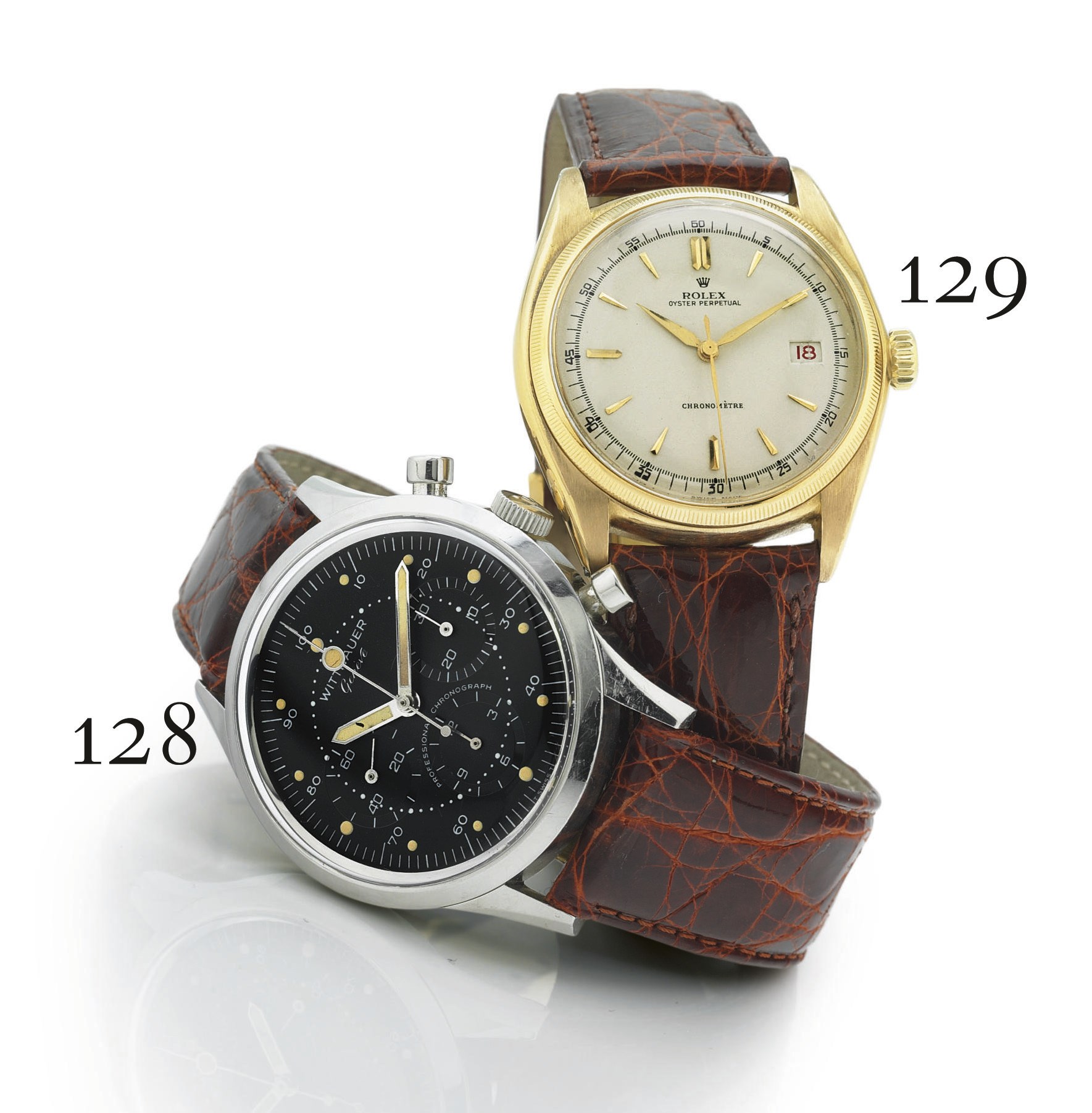 ROLEX.  AN 18K GOLD AUTOMATIC WRISTWATCH WITH CENTER SECONDS AND DATE