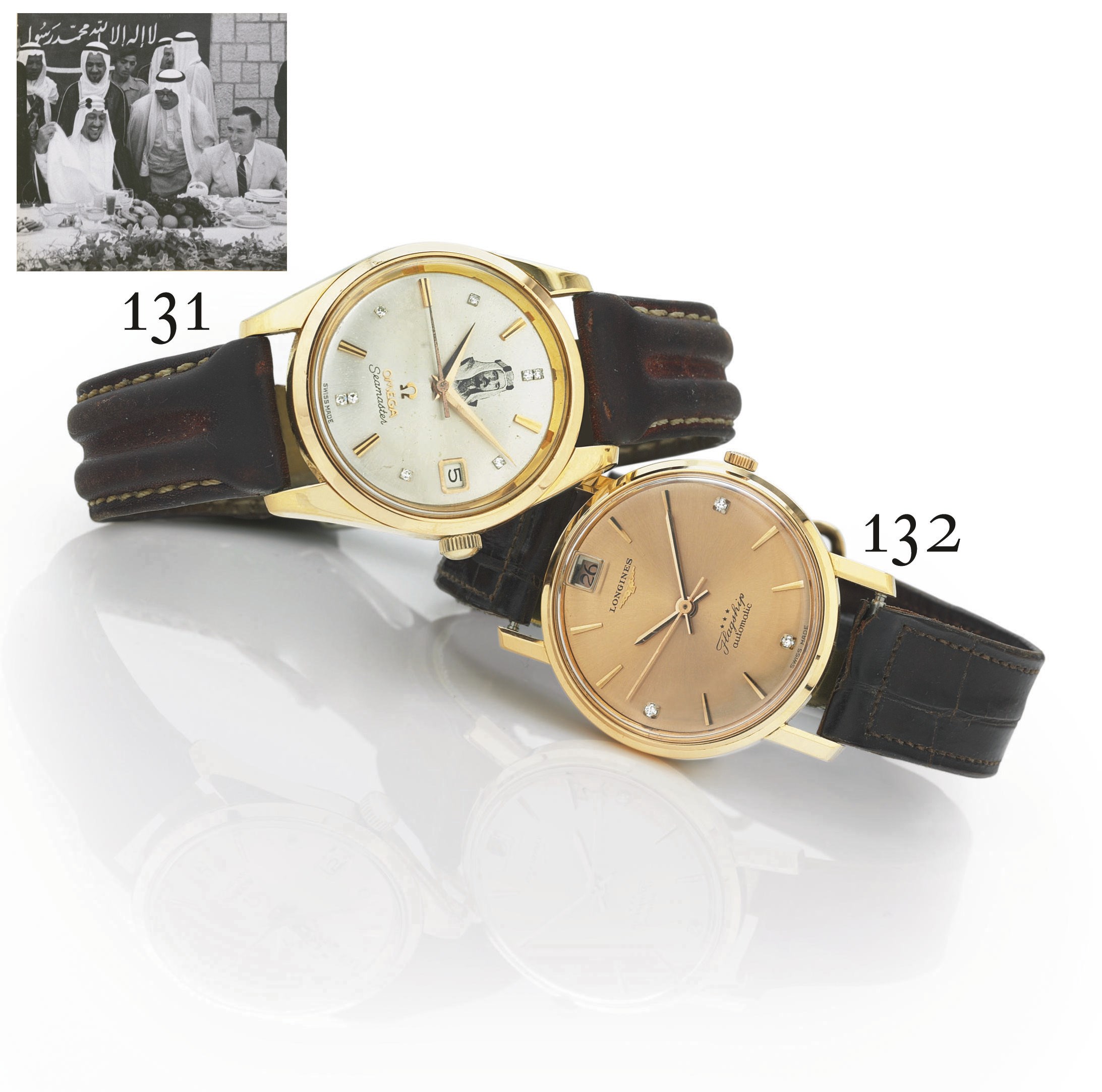OMEGA.  AN 18K PINK GOLD AND DIAMOND AUTOMATIC WRISTWATCH WITH CENTER SECONDS AND DATE