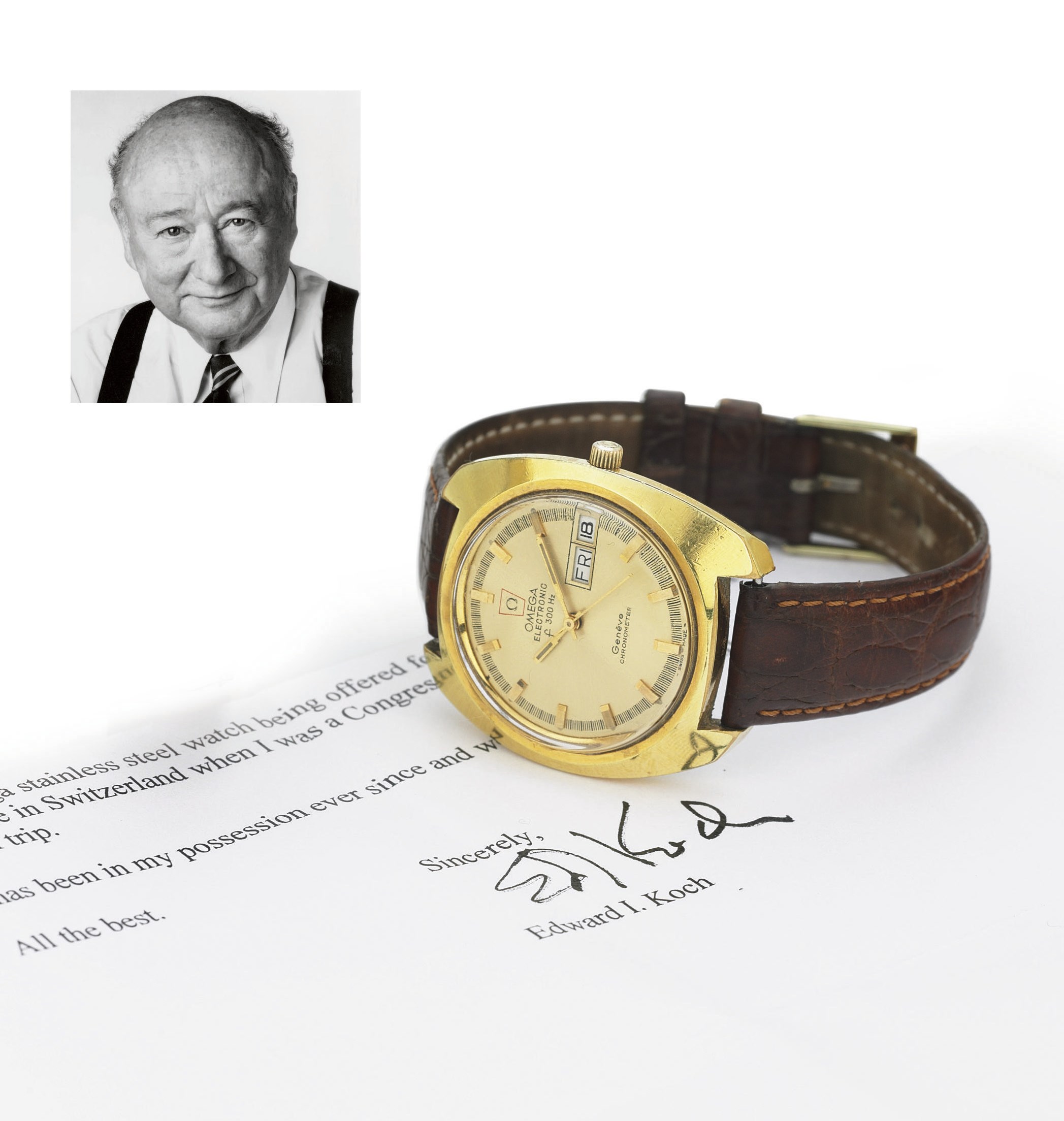 OMEGA. A STAINLESS STEEL AND GILT TONNEAU WRISTWATCH WITH DAY, DATE AND CENTER SECONDS
