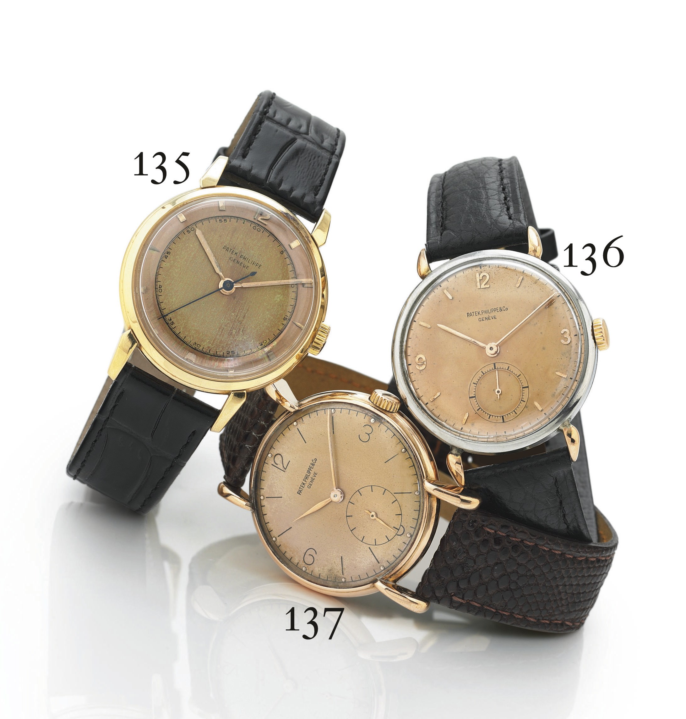 PATEK PHILIPPE. A RARE 18K PINK GOLD WRISTWATCH