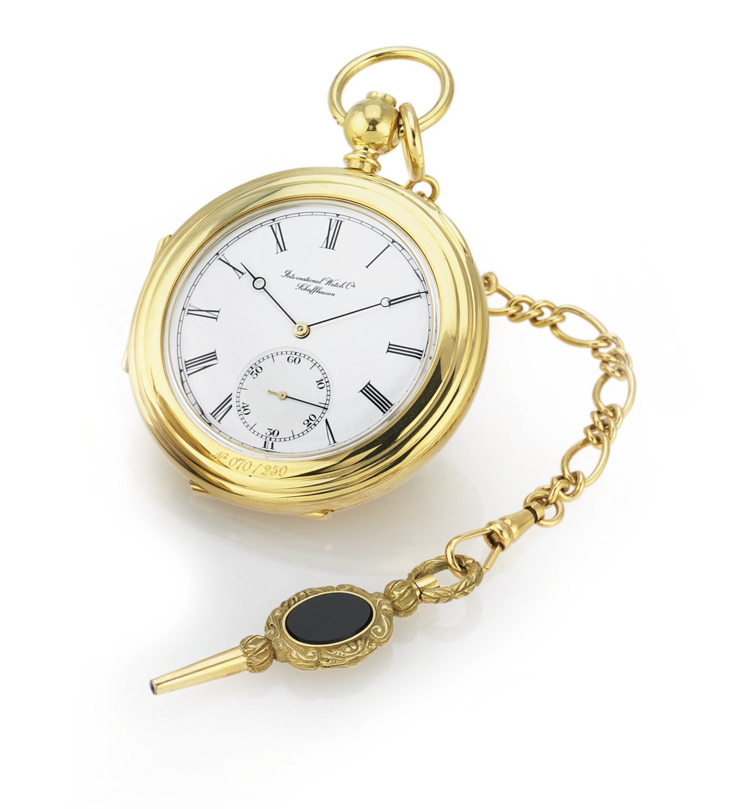 IWC.  A FINE AND UNUSUAL LIMITED EDITION 18K GOLD CONVERTIBLE KEYWIND POCKET WATCH