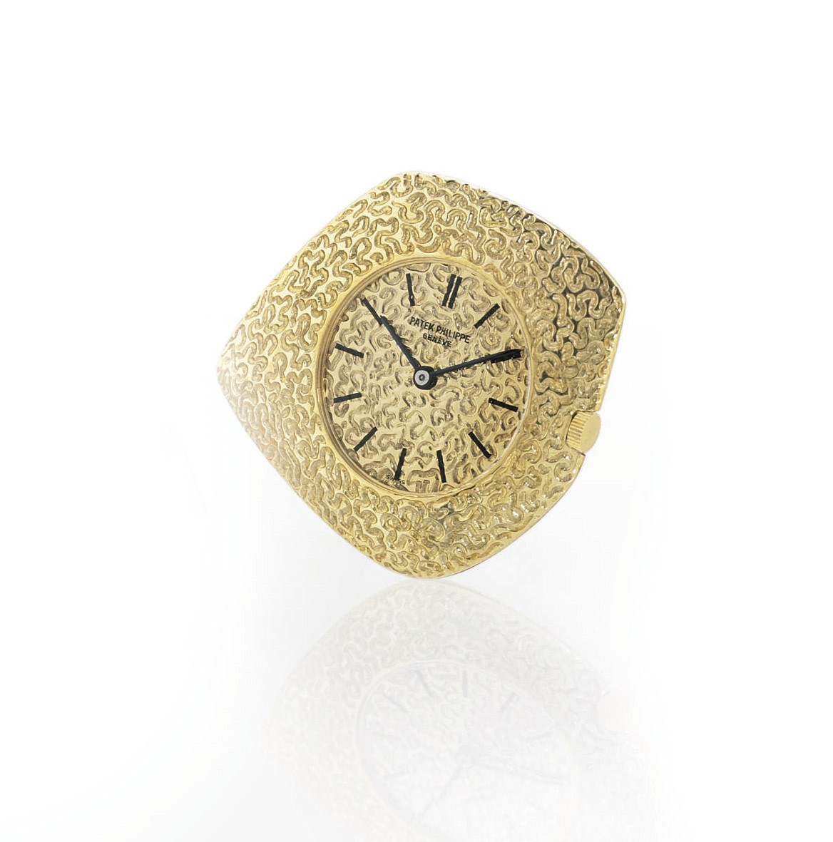 PATEK PHILIPPE. A FINE AND RARE 18K GOLD ASYMMETRICAL KEYLESS LEVER WATCH