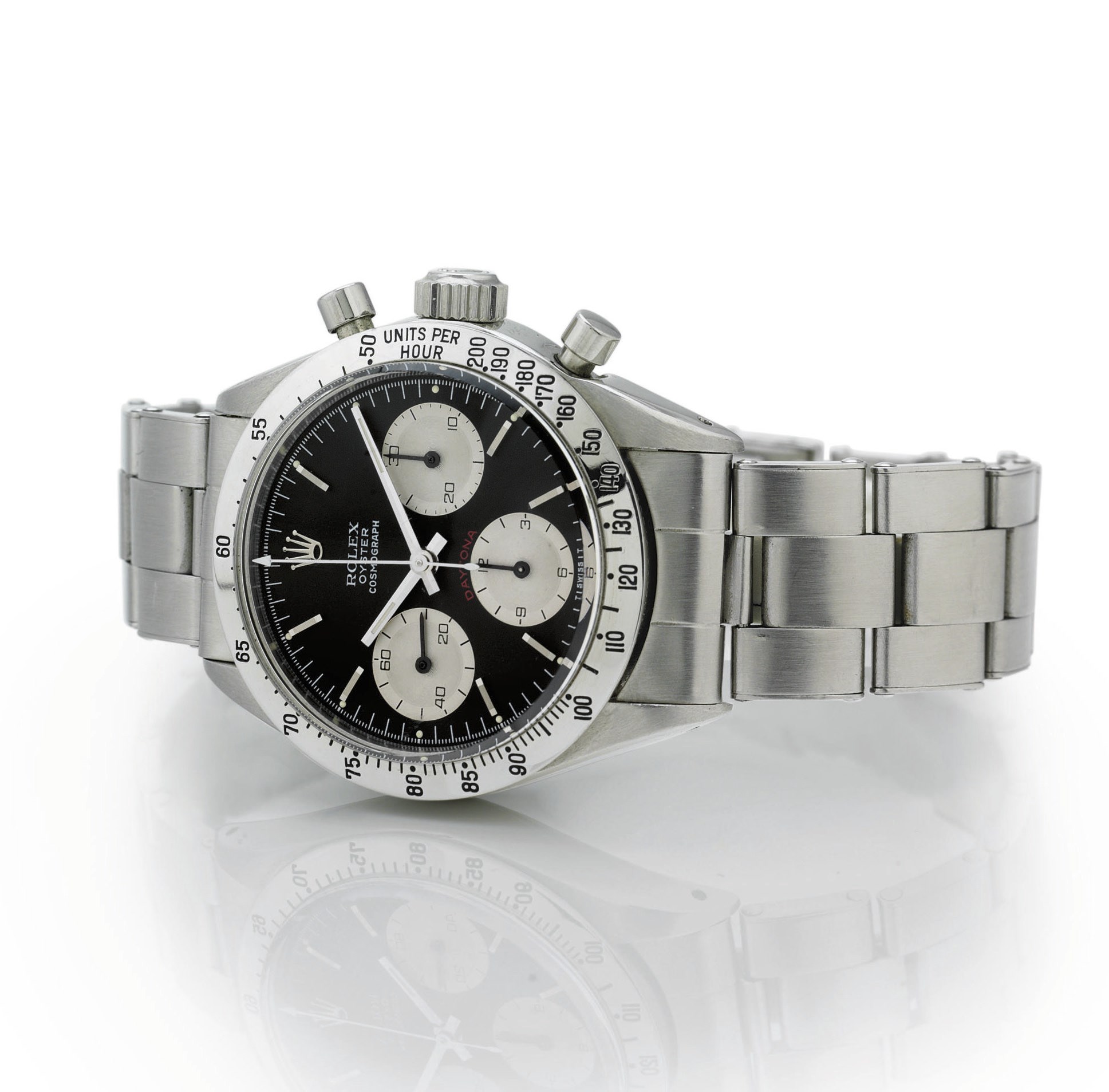 ROLEX. A FINE STAINLESS STEEL CHRONOGRAPH WRISTWATCH WITH BRACELET
