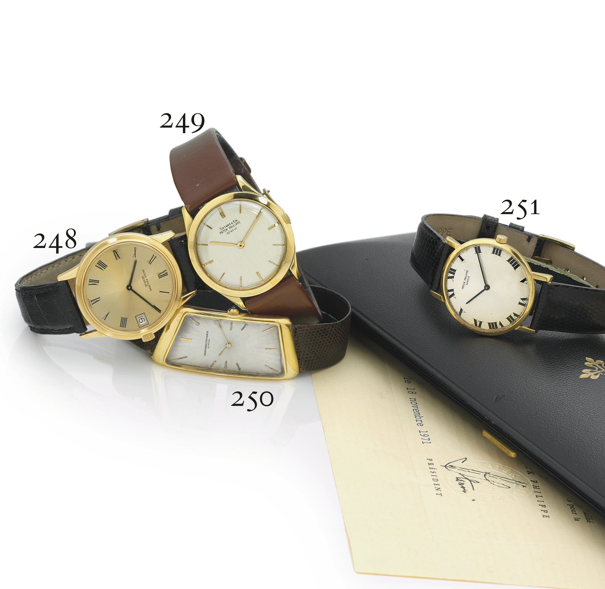 PATEK PHILIPPE. A RARE 18K GOLD WRISTWATCH