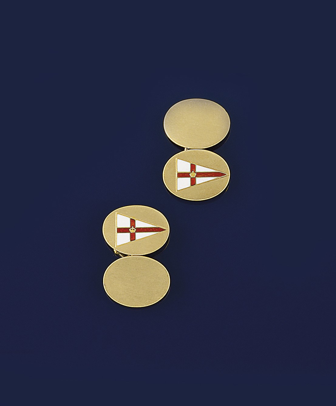 A pair of 18ct. gold enamelled cufflinks by Cartier