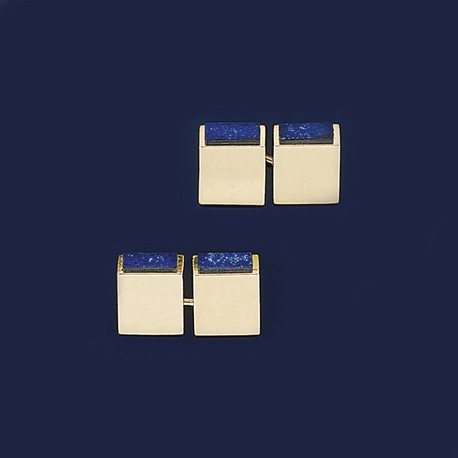 A pair of lapis lazuli cufflinks by Cartier