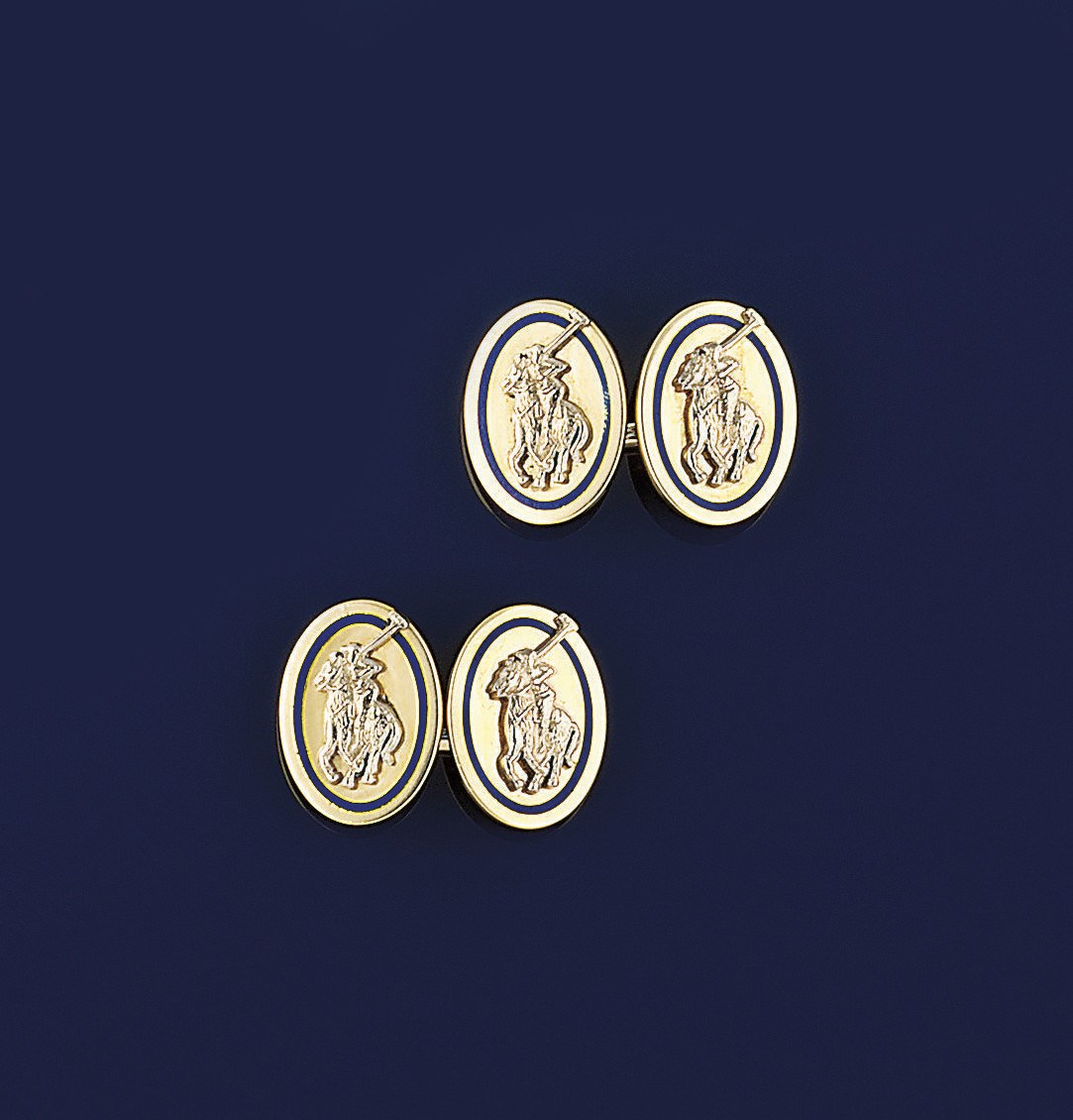 A pair of enamel cufflinks by Tiffany & Co