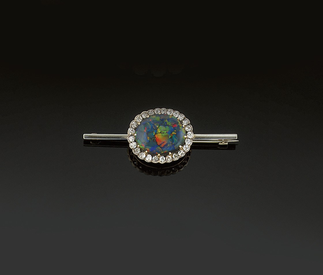 An early 20th century opal and diamond brooch